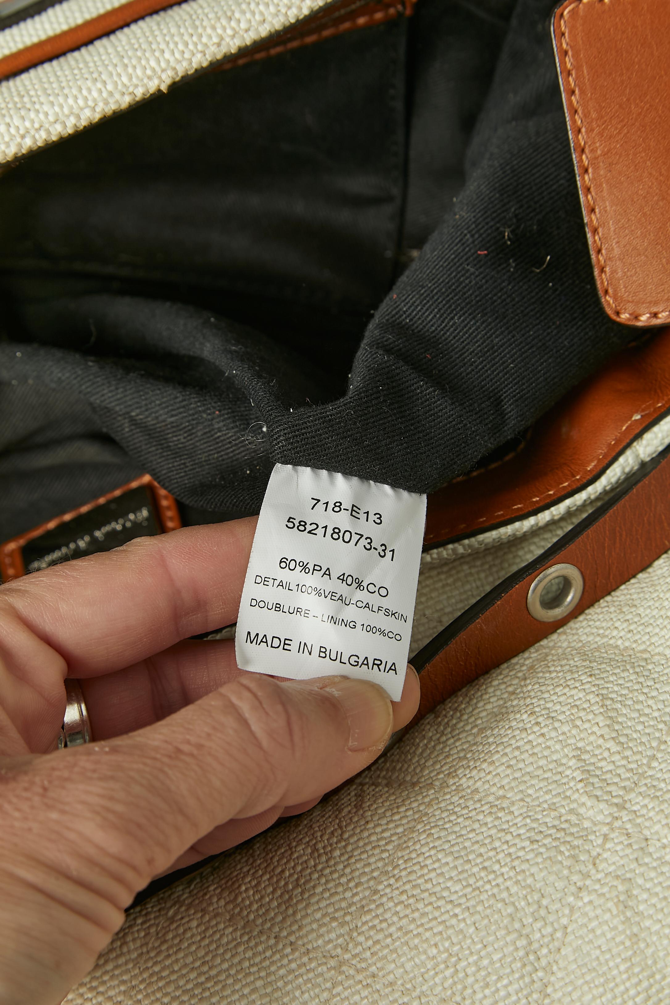 Off-white canevas and brown leather crossbody bag Sonia Rykiel For Sale 1
