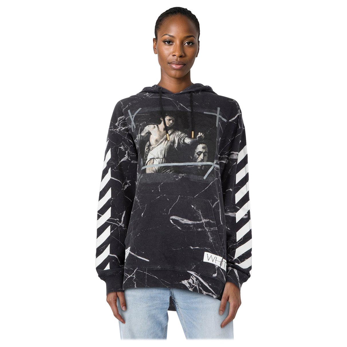 Off-White Caravaggio Marble Print Logo Hoodie Size S