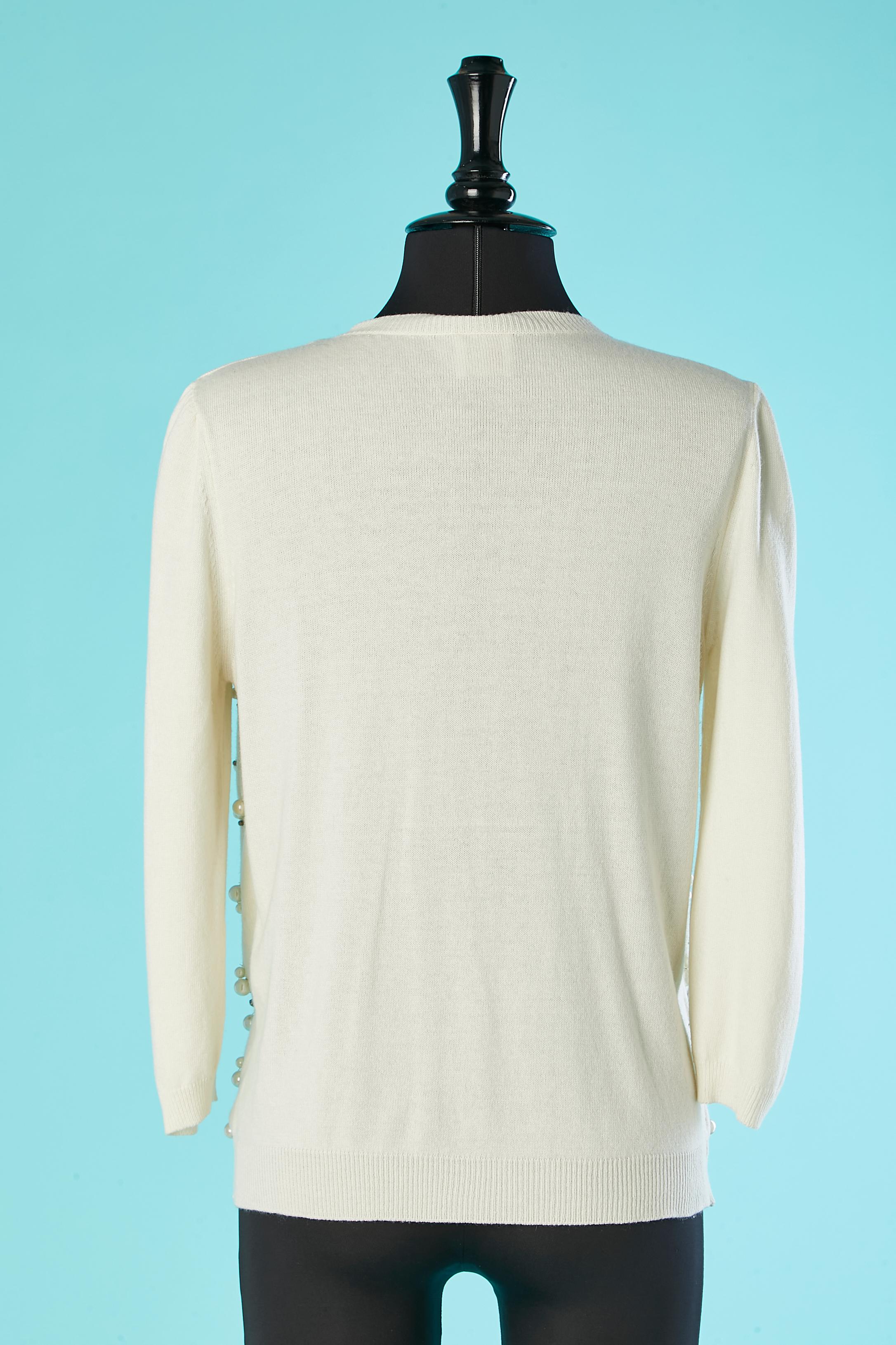 Women's Off-white cardigan with beads and rhinestone embellishement REDValentino For Sale