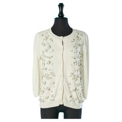 Off-white cardigan with beads and rhinestone embellishement REDValentino 