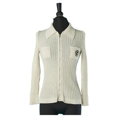 Vintage Off-white cardigan with zip in the middle front Ted Lapidus Tricots