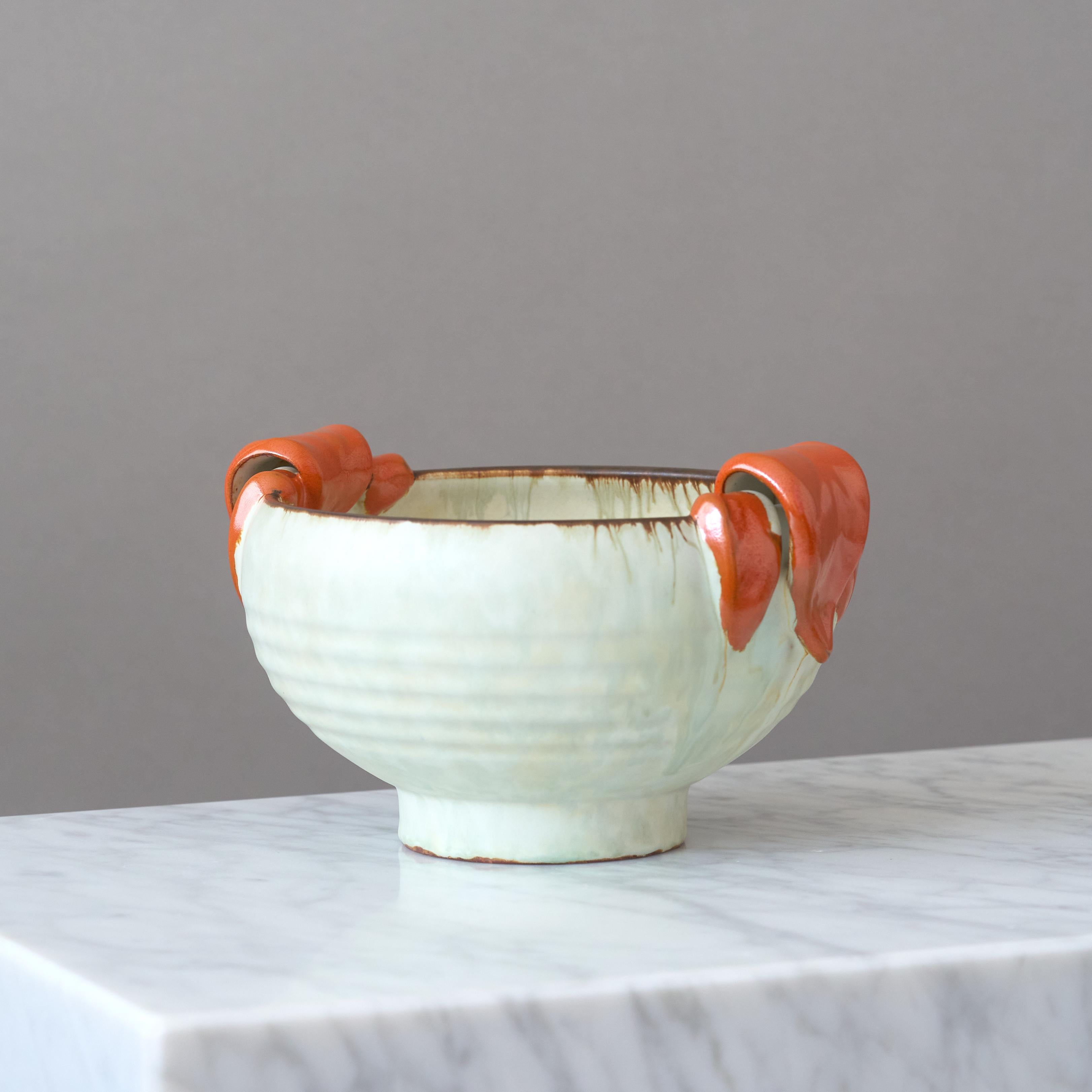 XX secolo Ciotola Art Deco in ceramica bianca di Upsala Ekeby, Svezia, 1930 in vendita