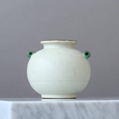 Vase aus weißer Keramik im Art déco-Stil von Harald Östergren, Upsala Ekeby, Schweden 1930er Jahre