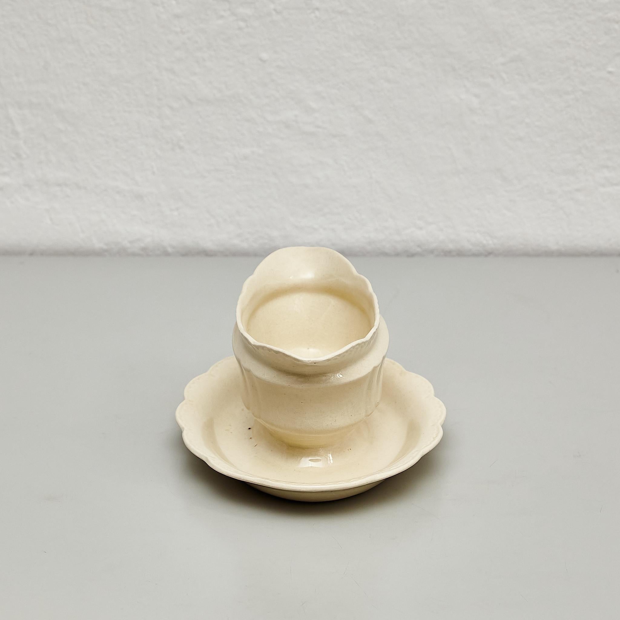 Off-White-Keramik-Sauerkanne, um 1940 (Moderne der Mitte des Jahrhunderts) im Angebot