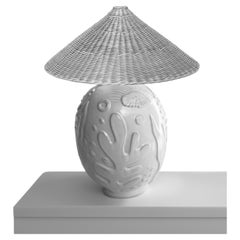 Lampada da tavolo Upsala Ekeby in ceramica bianca di Anna-Lisa Thomson, "Under the Sea".