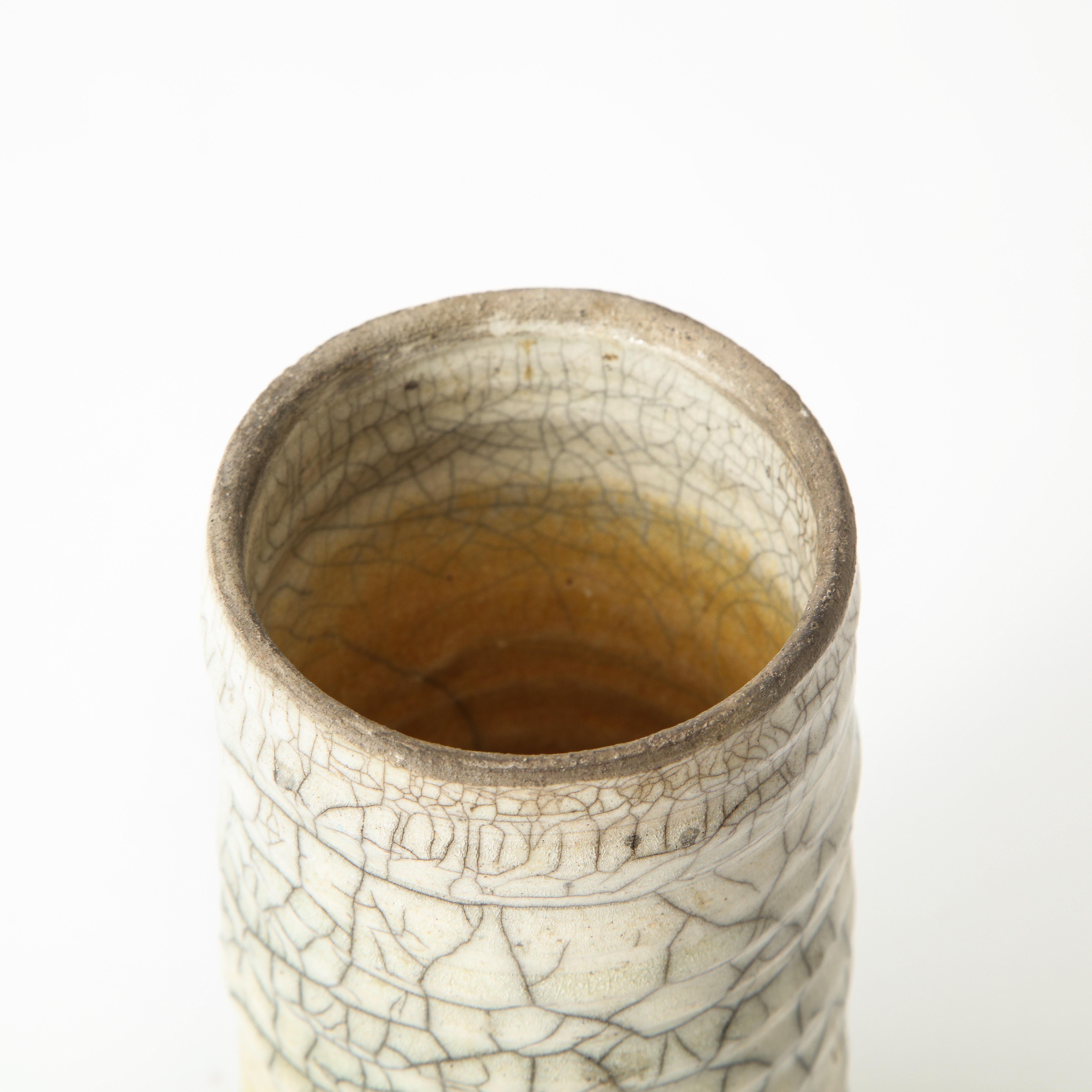 Off-White Ceramic Vase with Intricate Crackling 8