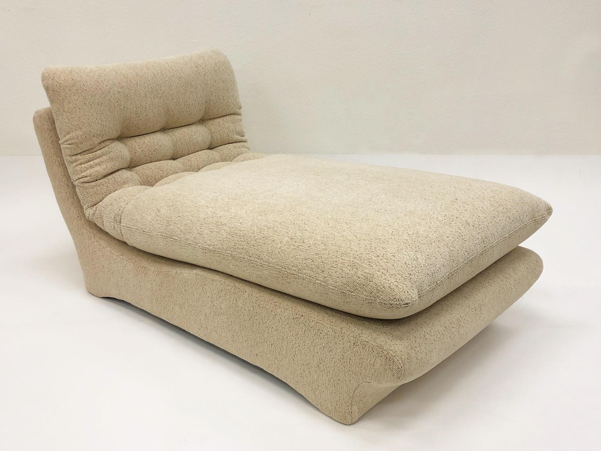 Modern Off-White Chenille Chaise by Preview