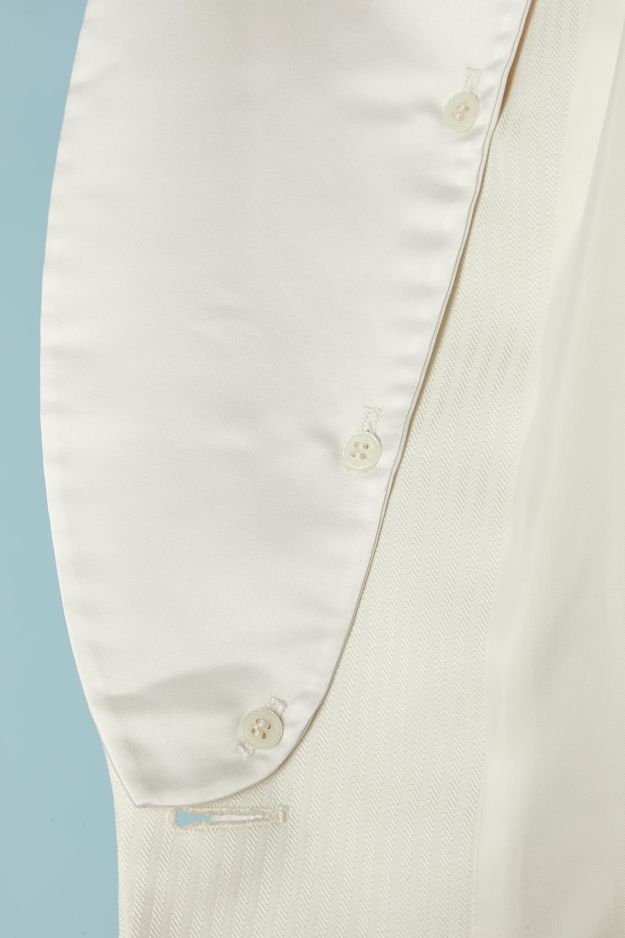 Off-white chevron Tuxedo suit with satin collar Christian Dior Circa 1980's  For Sale 5