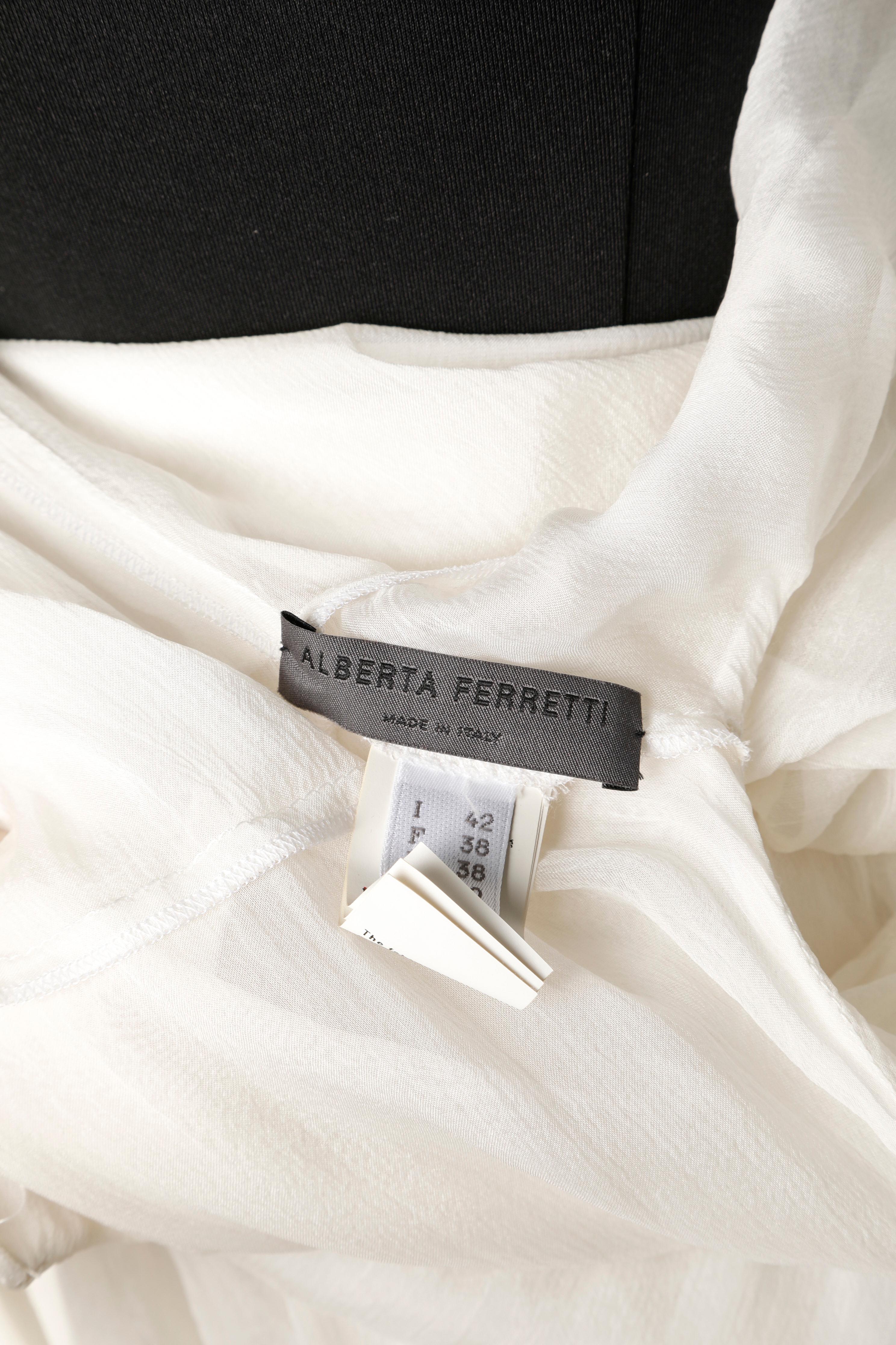 Off-white chiffon dress with cabochon and metal chain fringes Alberta Ferretti For Sale 1