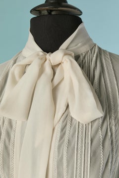 Off-white chiffon shirt with bow tie and thread embroidery ALEXANDRE VAUTHIER