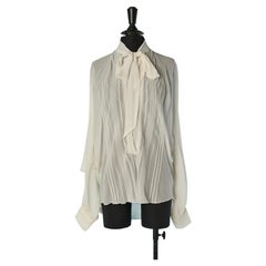 Off-white chiffon shirt with bow tie and thread embroidery ALEXANDRE VAUTHIER