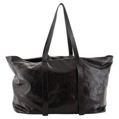 Off White Commercial Tote Logo Embossed Leather Large