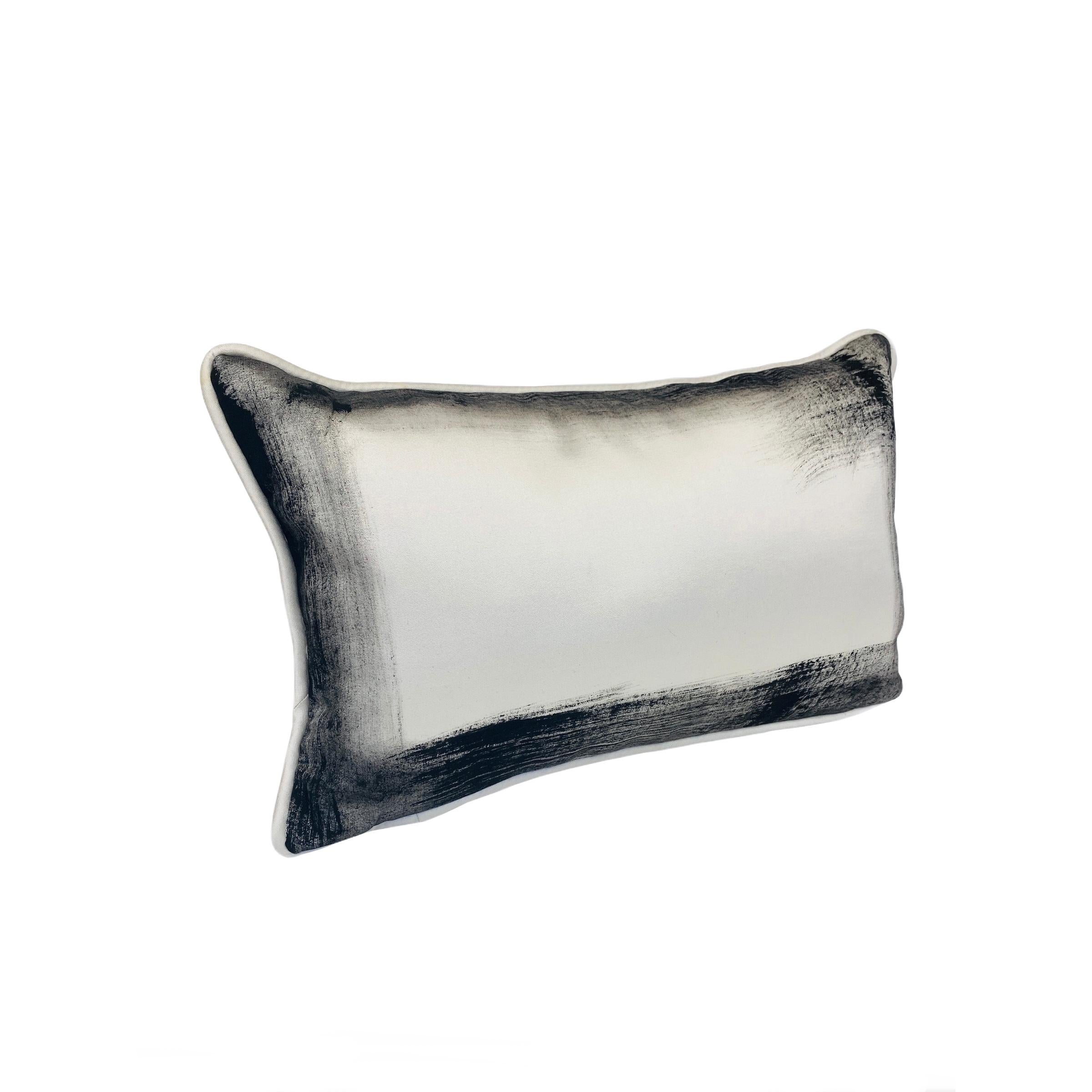 American Off-White Contemporary Delicately Hand-Painted Black-Edged Throw Pillows For Sale