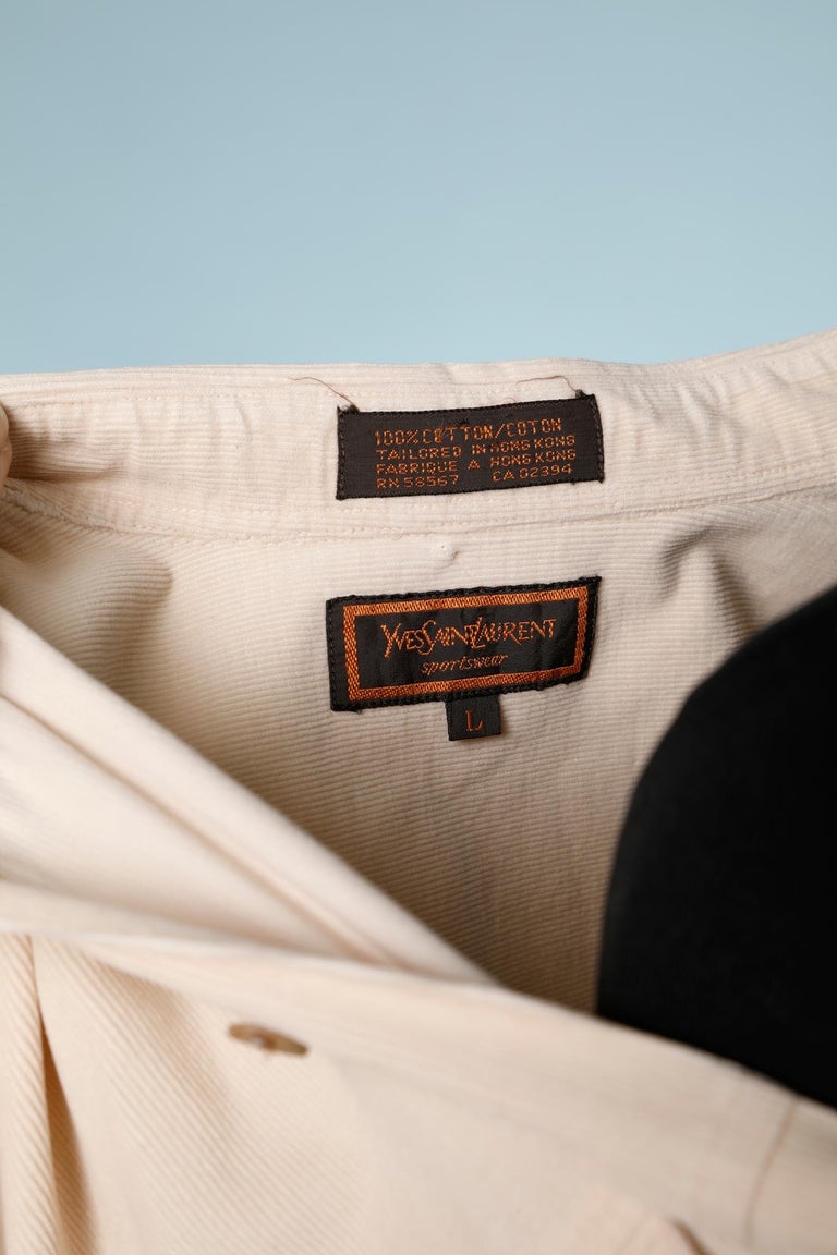 Off-white corduroy cotton shirt Yves Saint Laurent Sportswear For Sale at  1stDibs