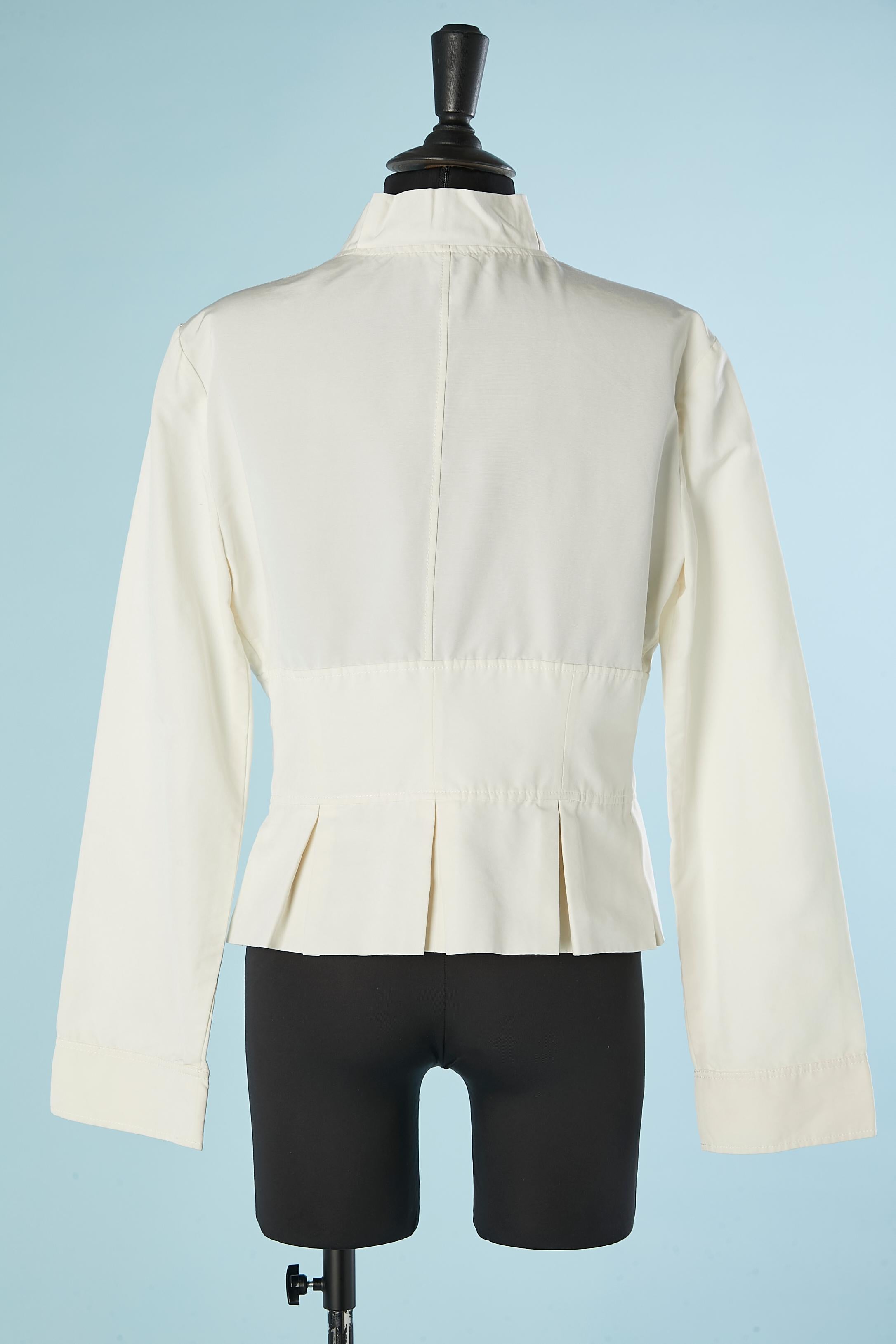 Women's Off-white cotton and silk wrap jacket with ruffles edge ARMANI COLLEZIONI For Sale