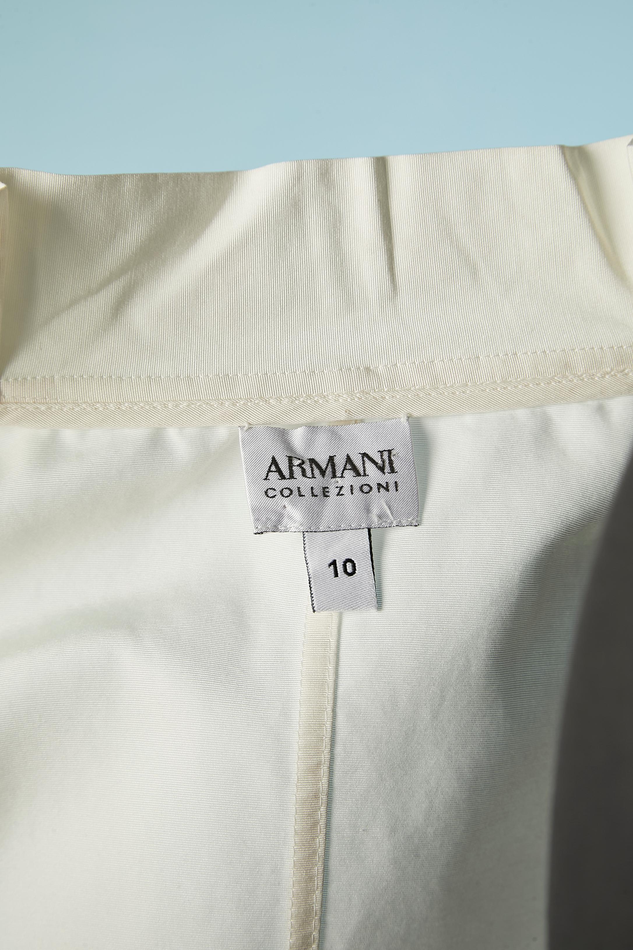 Off-white cotton and silk wrap jacket with ruffles edge ARMANI COLLEZIONI For Sale 1