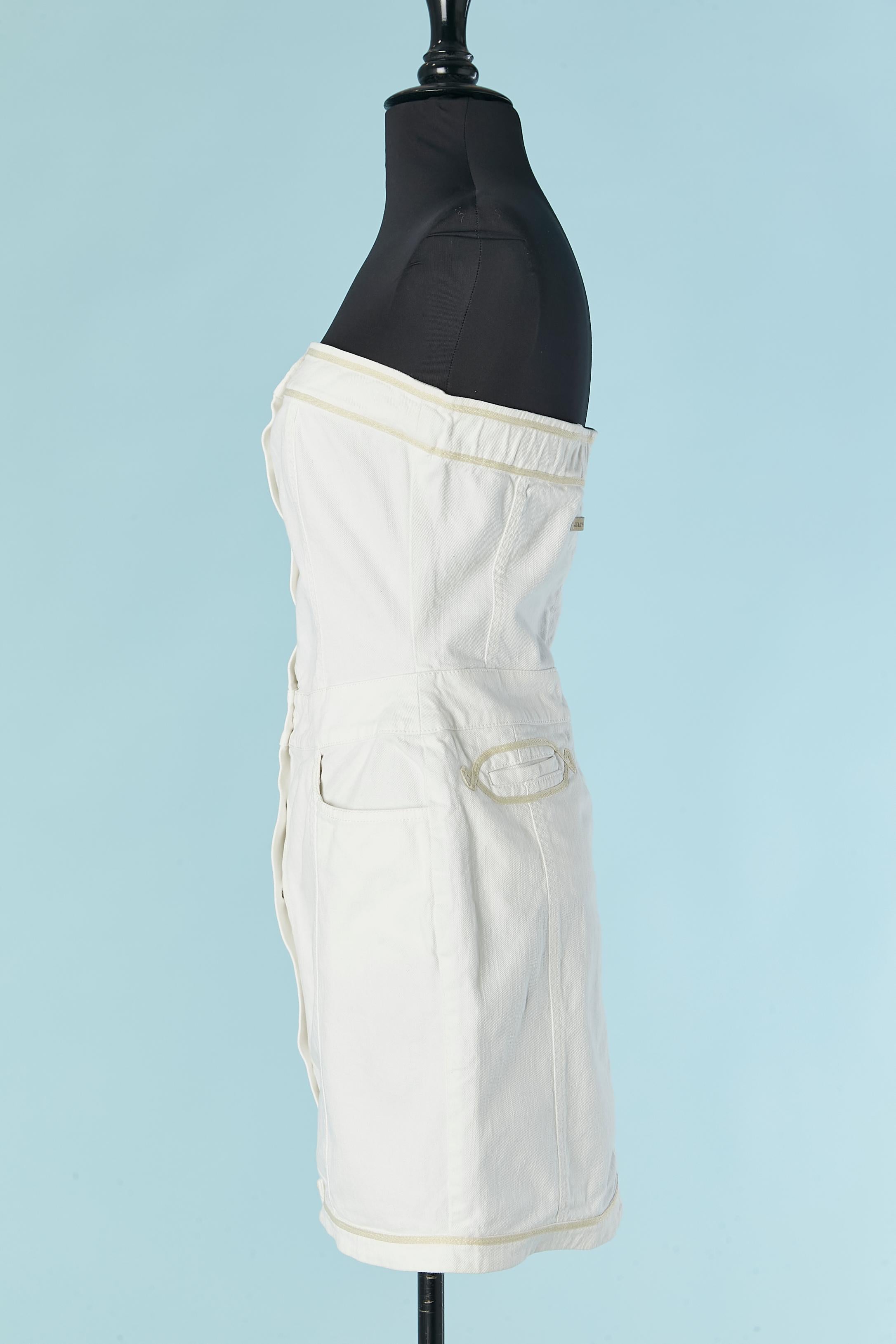 Women's Off white cotton bustier dress Gaultier Jeans For Sale
