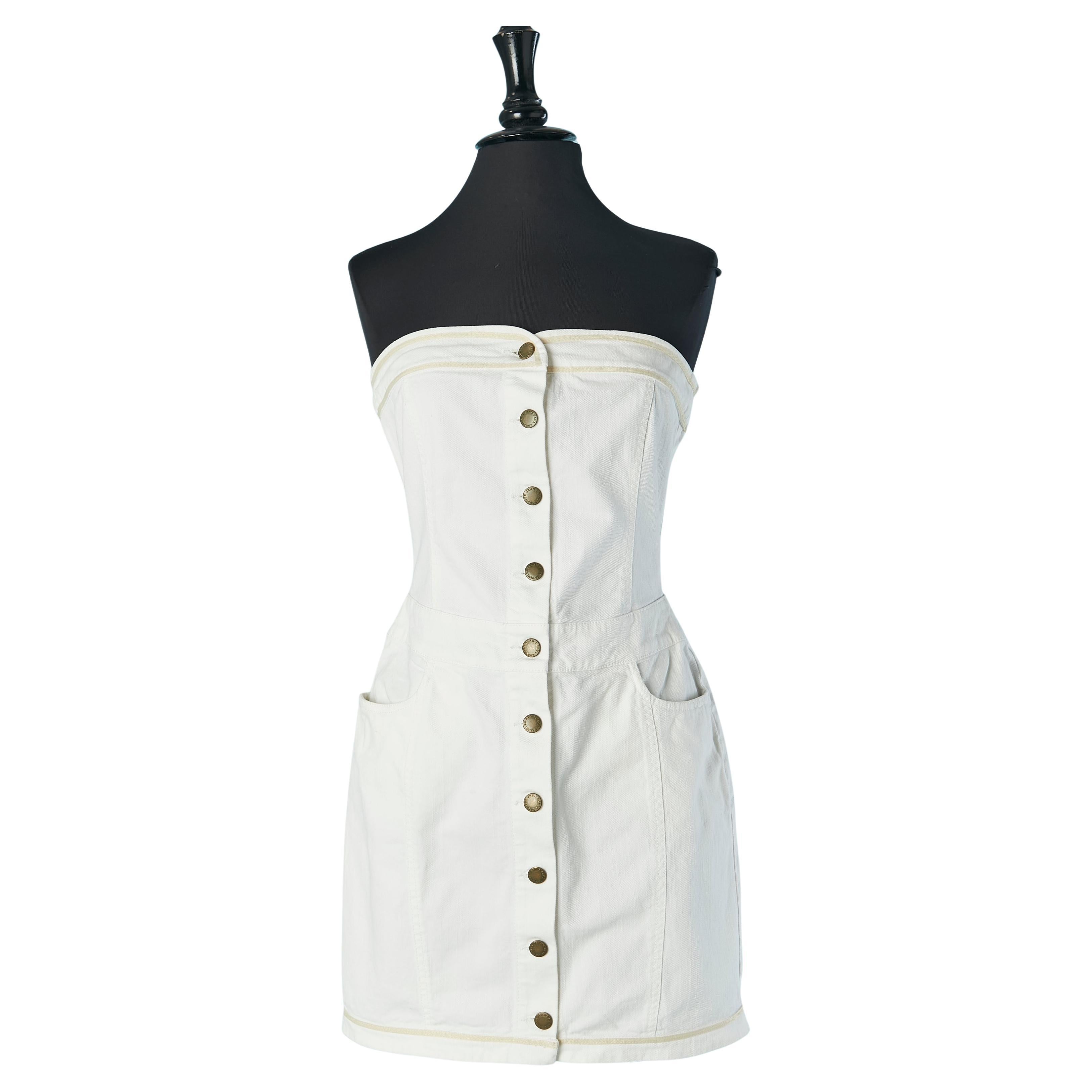 Off white cotton bustier dress Gaultier Jeans For Sale