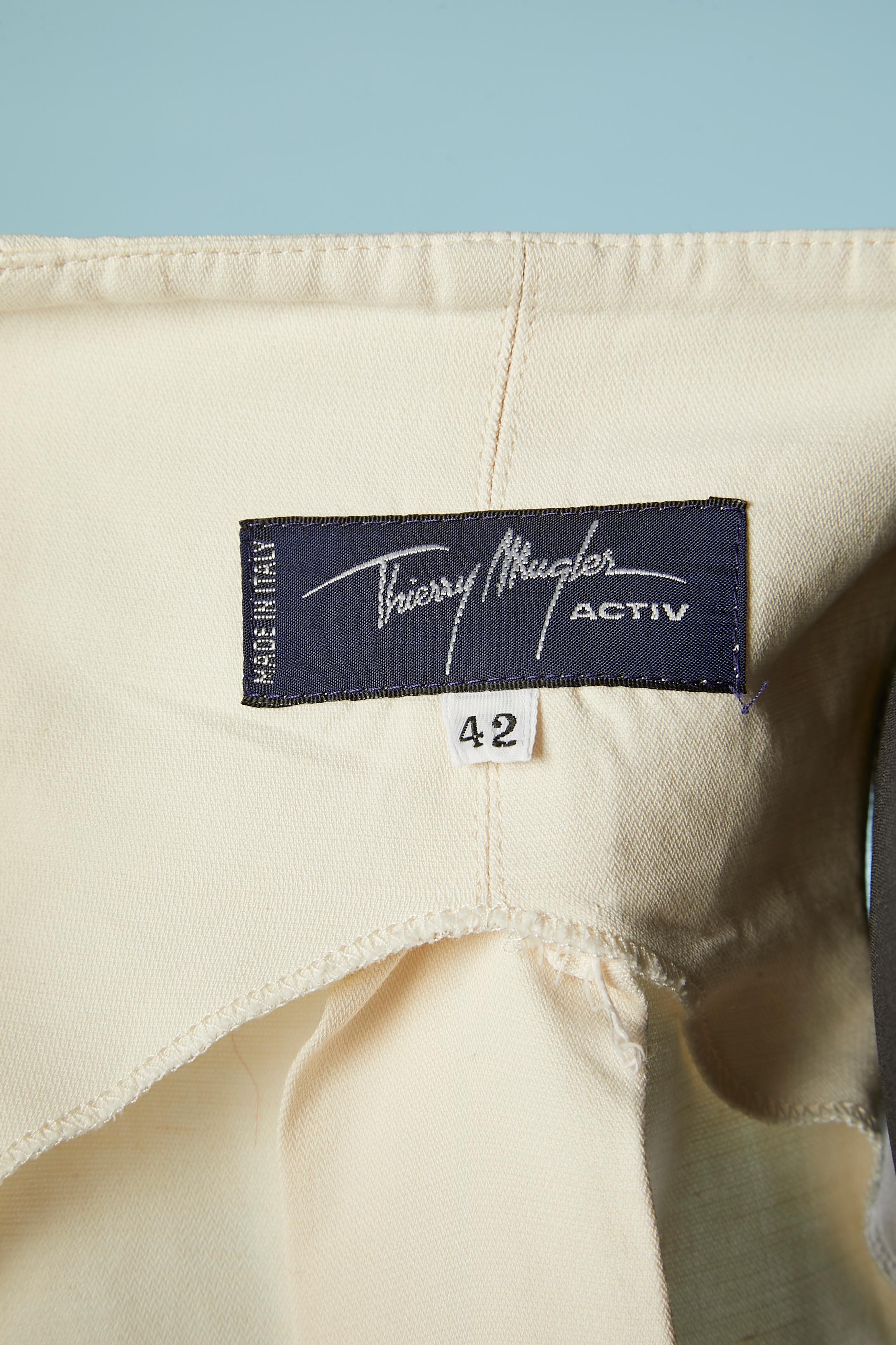 Thierry Mugler Activ - Robe en coton blanc cassé avec lacets au dos et poches en vente 2