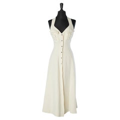 Off-white cotton dress with lace-up on the back and pockets Thierry Mugler Activ