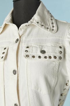 Off-white cotton jacket with branded buttons, eyelets and laces Just Cavalli