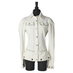 Off-white cotton jacket with branded buttons, eyelets and laces Just Cavalli 