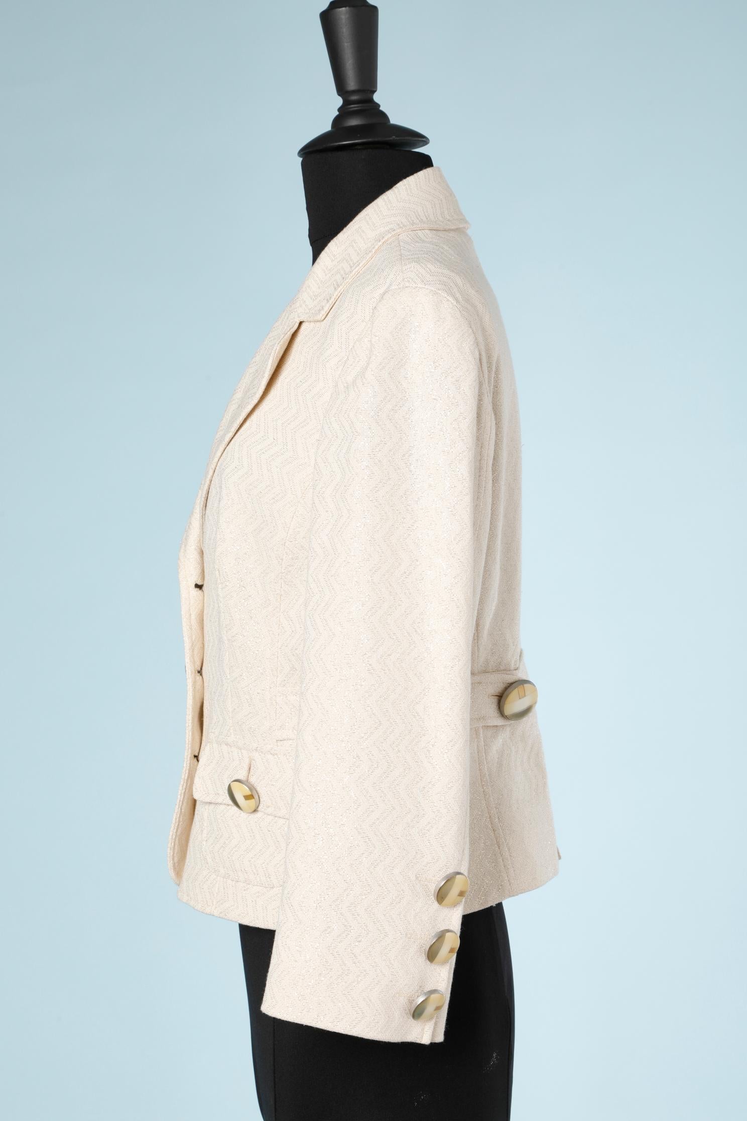 Women's Off-white cotton & lurex jacket with chevron pattern D&G by Dolce & Gabbana  For Sale