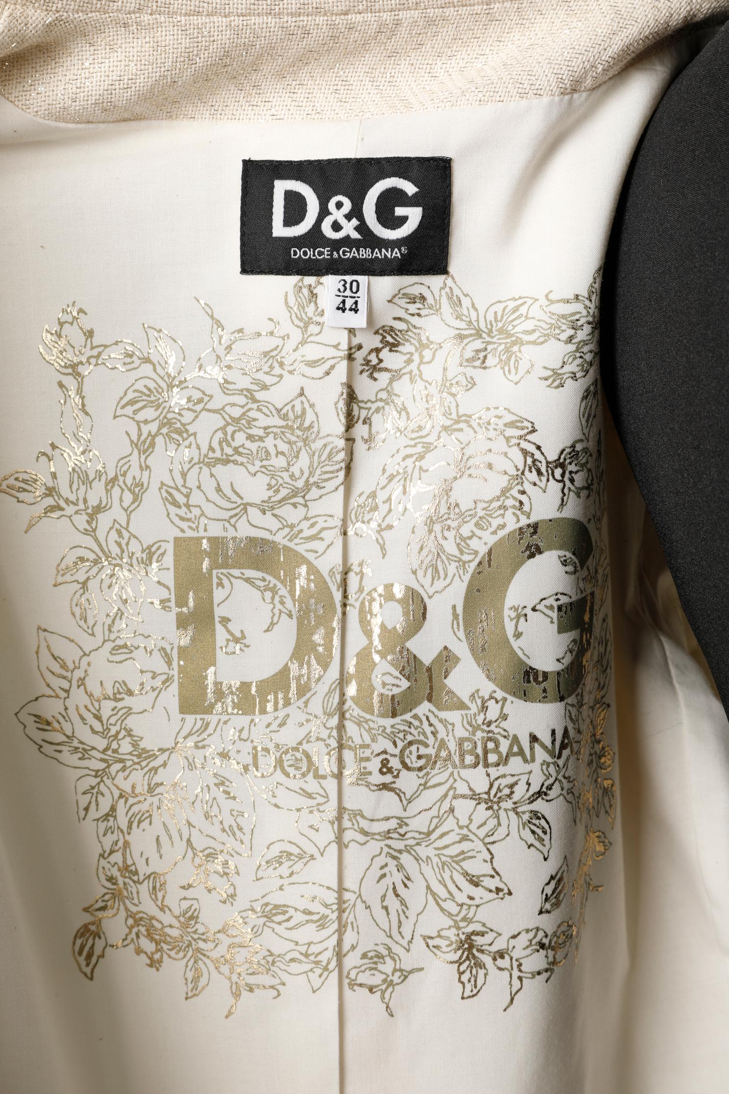 Off-white cotton & lurex jacket with chevron pattern D&G by Dolce & Gabbana  For Sale 2