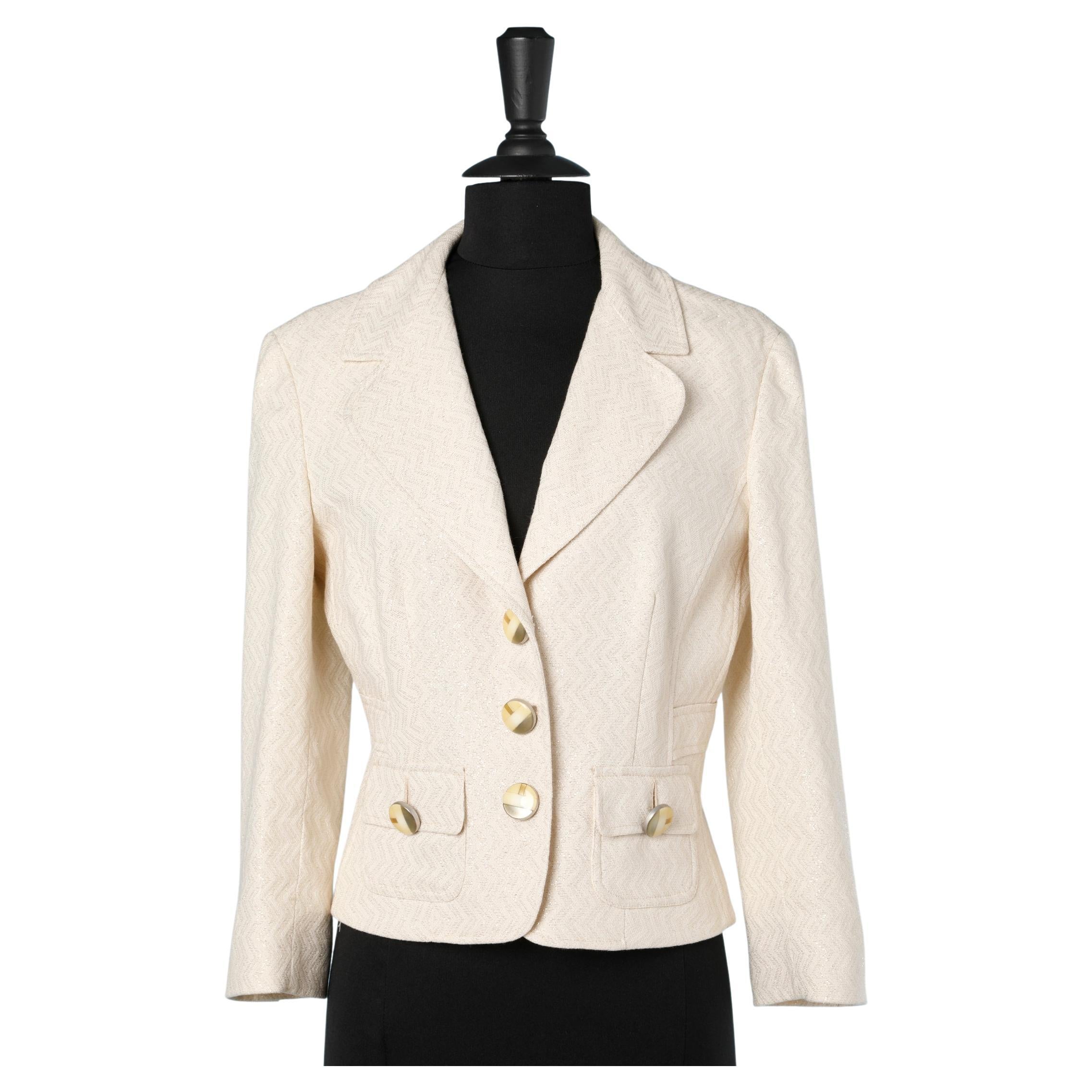 Off-white cotton & lurex jacket with chevron pattern D&G by Dolce & Gabbana 