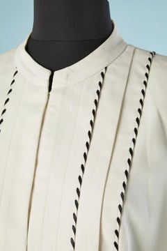 Off-white cotton skirt-suit with black Sellier stiching Thierry Mugler Couture