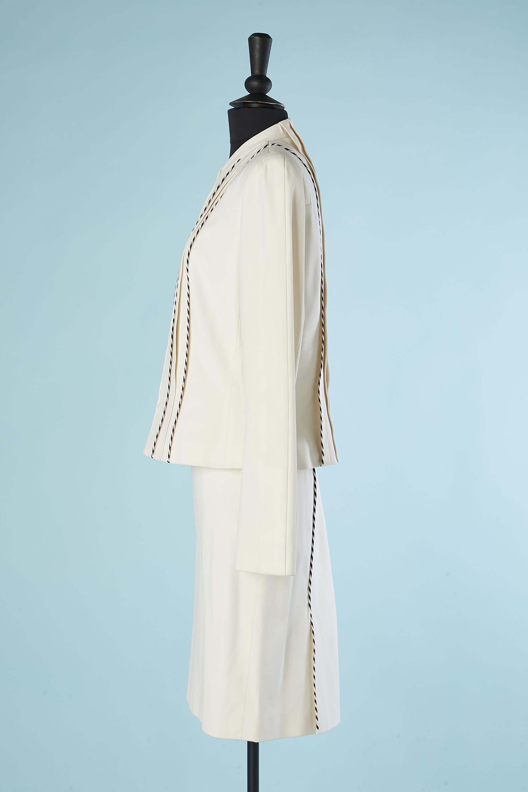 Thierry Mugler Couture - Combinaison jupe en coton blanc cassé avec points noirs Sellier  Excellent état - En vente à Saint-Ouen-Sur-Seine, FR