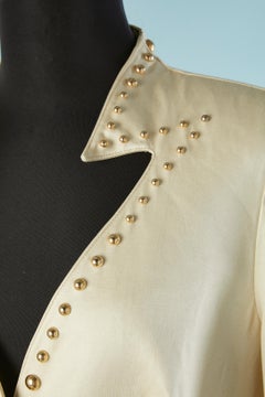 Off-white cotton skirt- suit with gold metal studs Thierry Mugler Couture
