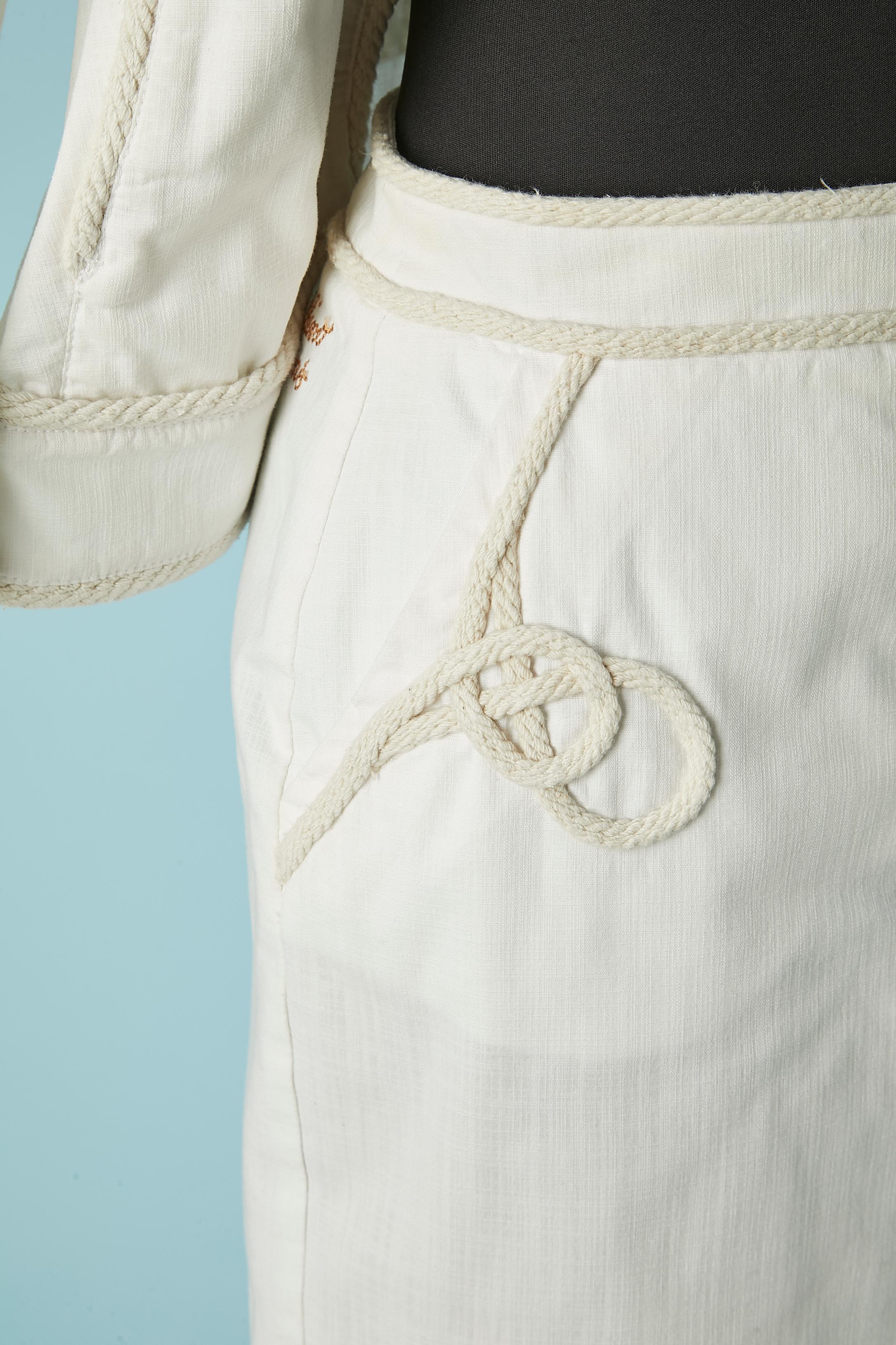 Gonna-tuta in cotone bianco sporco con profili in corda Moschino Jeans in vendita 5