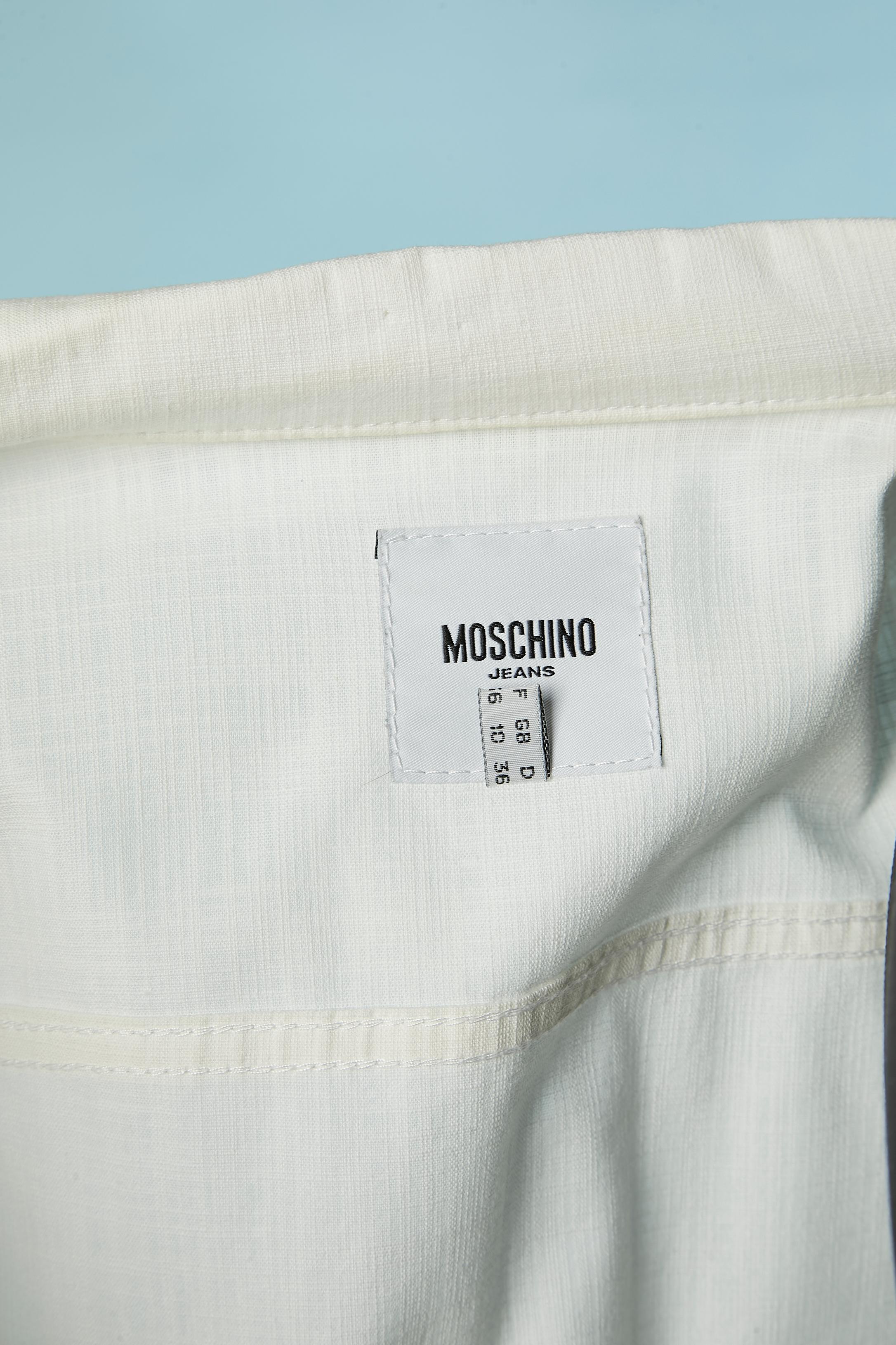 Gonna-tuta in cotone bianco sporco con profili in corda Moschino Jeans in vendita 6