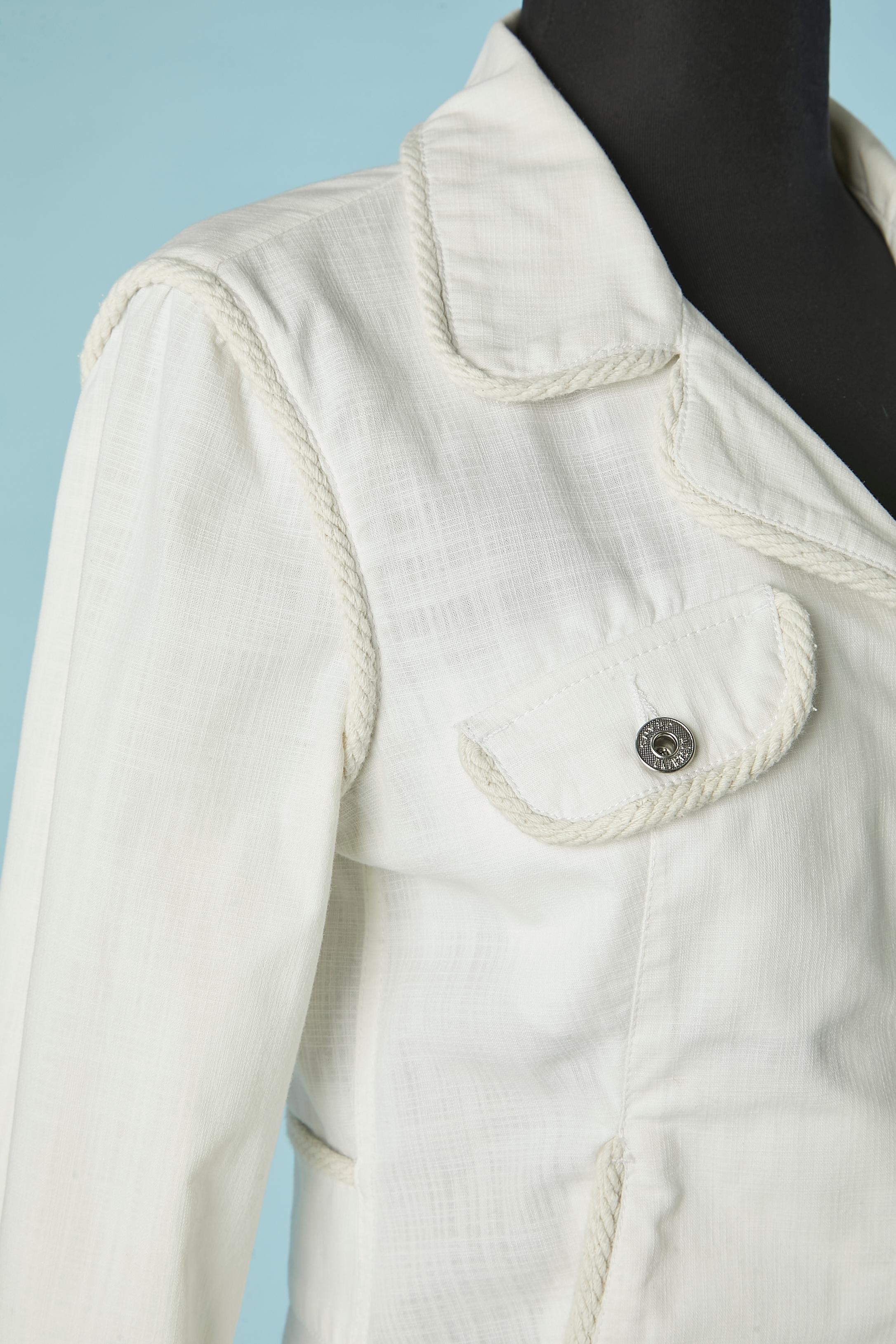 Donna Gonna-tuta in cotone bianco sporco con profili in corda Moschino Jeans in vendita