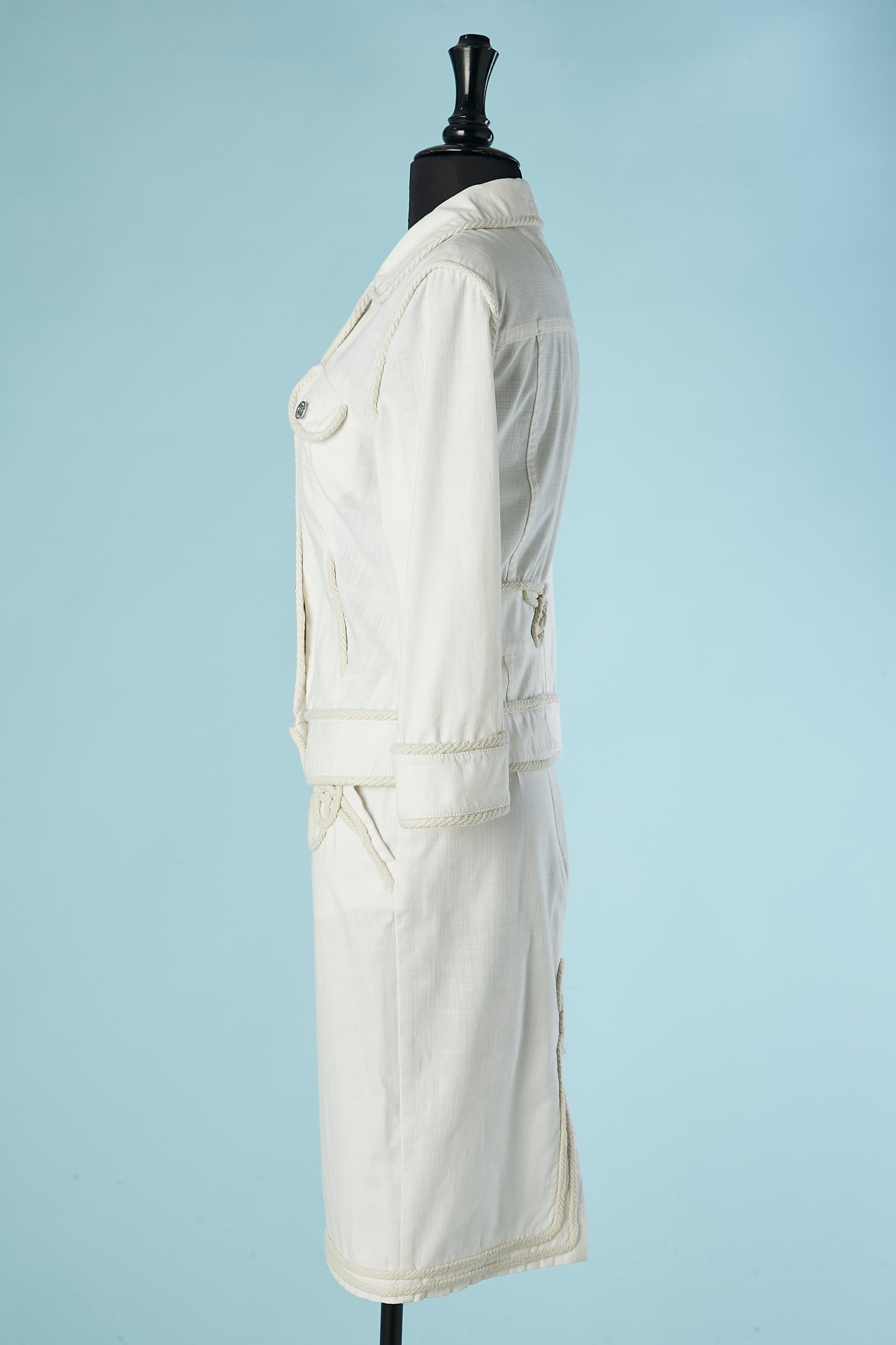 Gonna-tuta in cotone bianco sporco con profili in corda Moschino Jeans in vendita 1