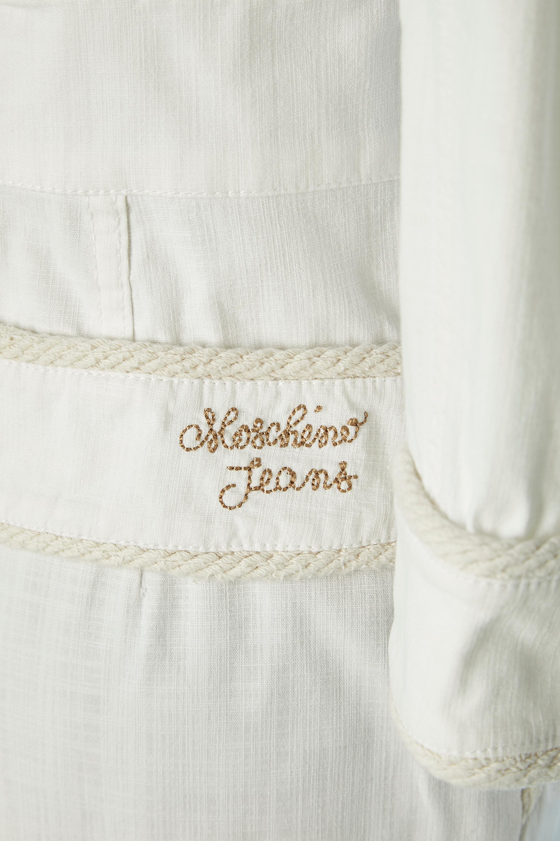 Gonna-tuta in cotone bianco sporco con profili in corda Moschino Jeans in vendita 3