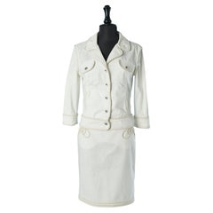 Gonna-tuta in cotone bianco sporco con profili in corda Moschino Jeans