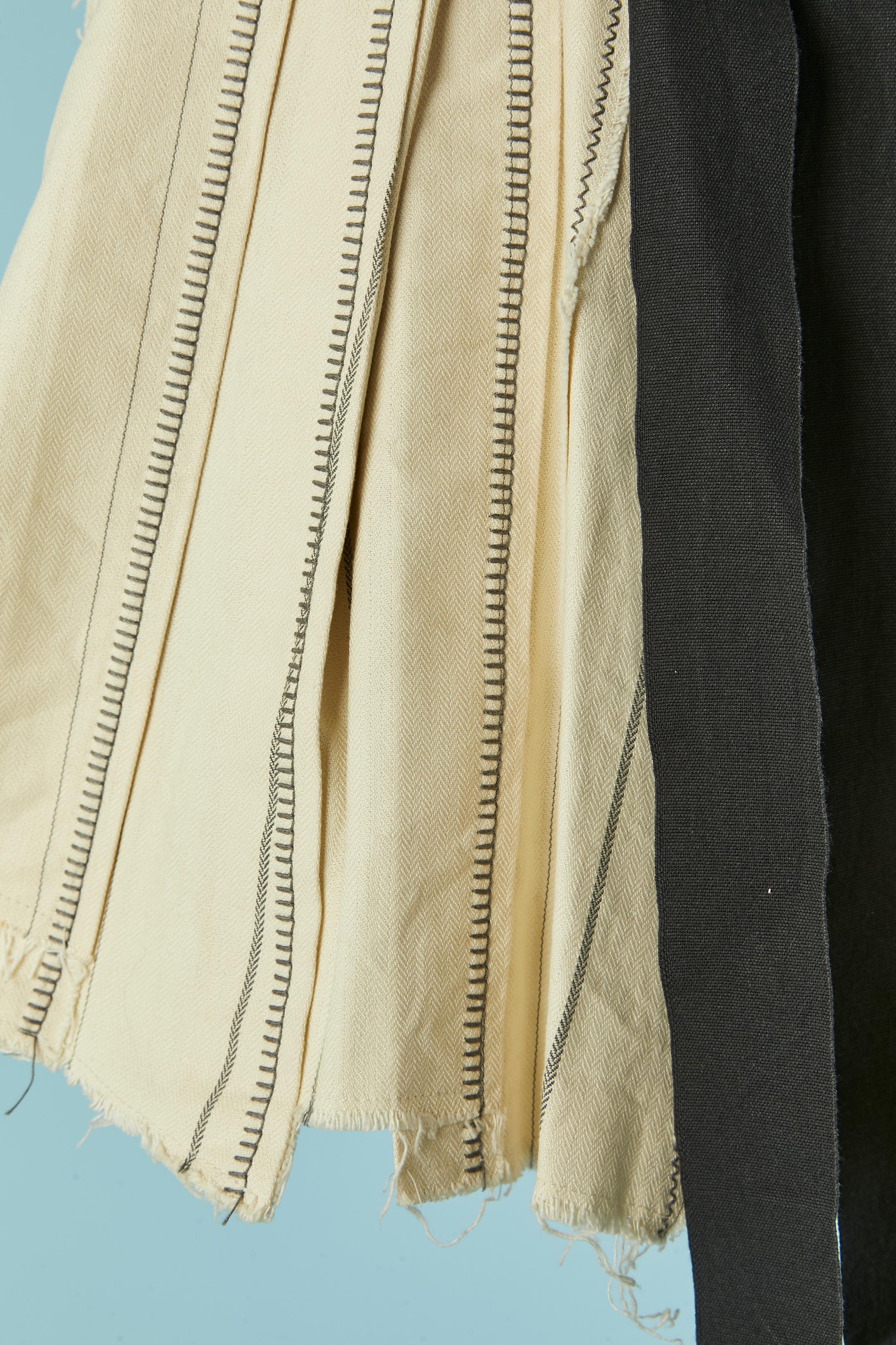 Beige Gonna in cotone bianco sporco con motivo a righe   Marithé e Francois GIRBAUD in vendita