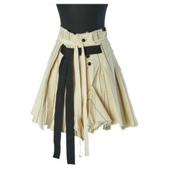 Off-white cotton skirt with stripes pattern   Marithé et Francois GIRBAUD