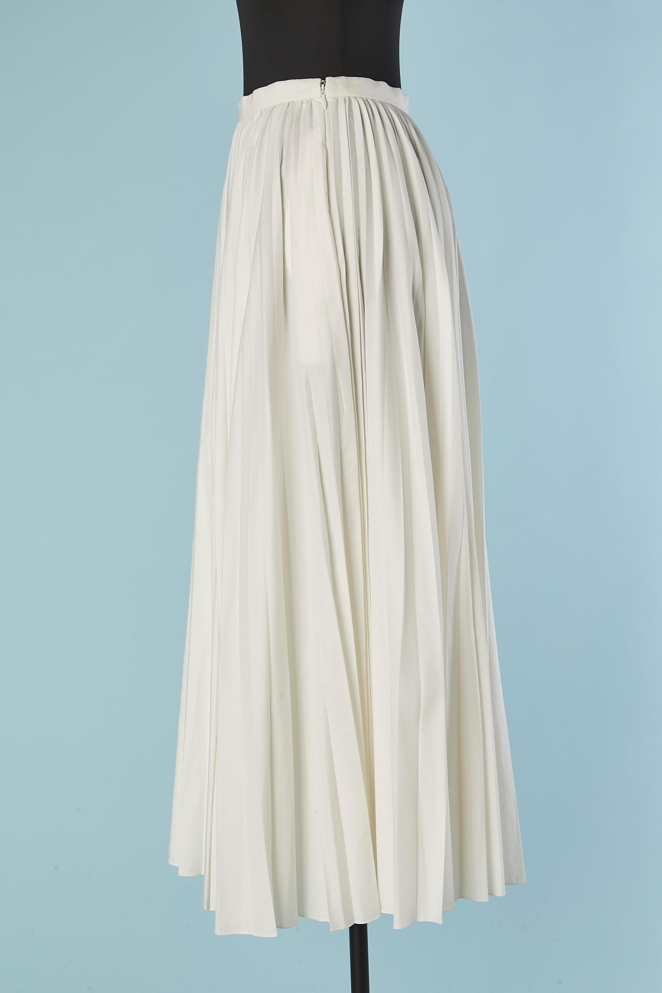 Falda plisada Sun-ray de algodón blanco roto CHRISTIAN DIOR Gris en venta