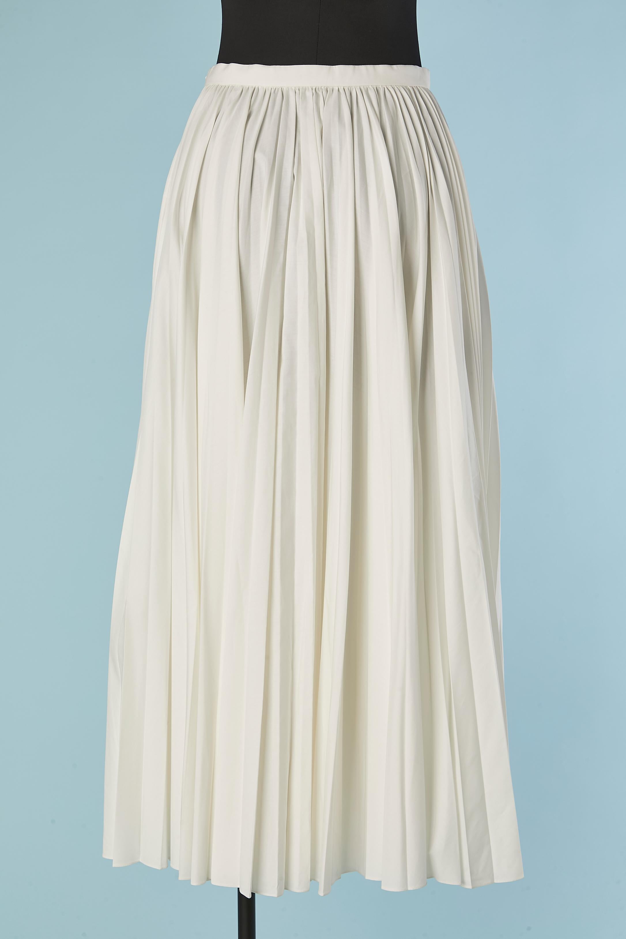 Falda plisada Sun-ray de algodón blanco roto CHRISTIAN DIOR en Nuevo estado para la venta en Saint-Ouen-Sur-Seine, FR