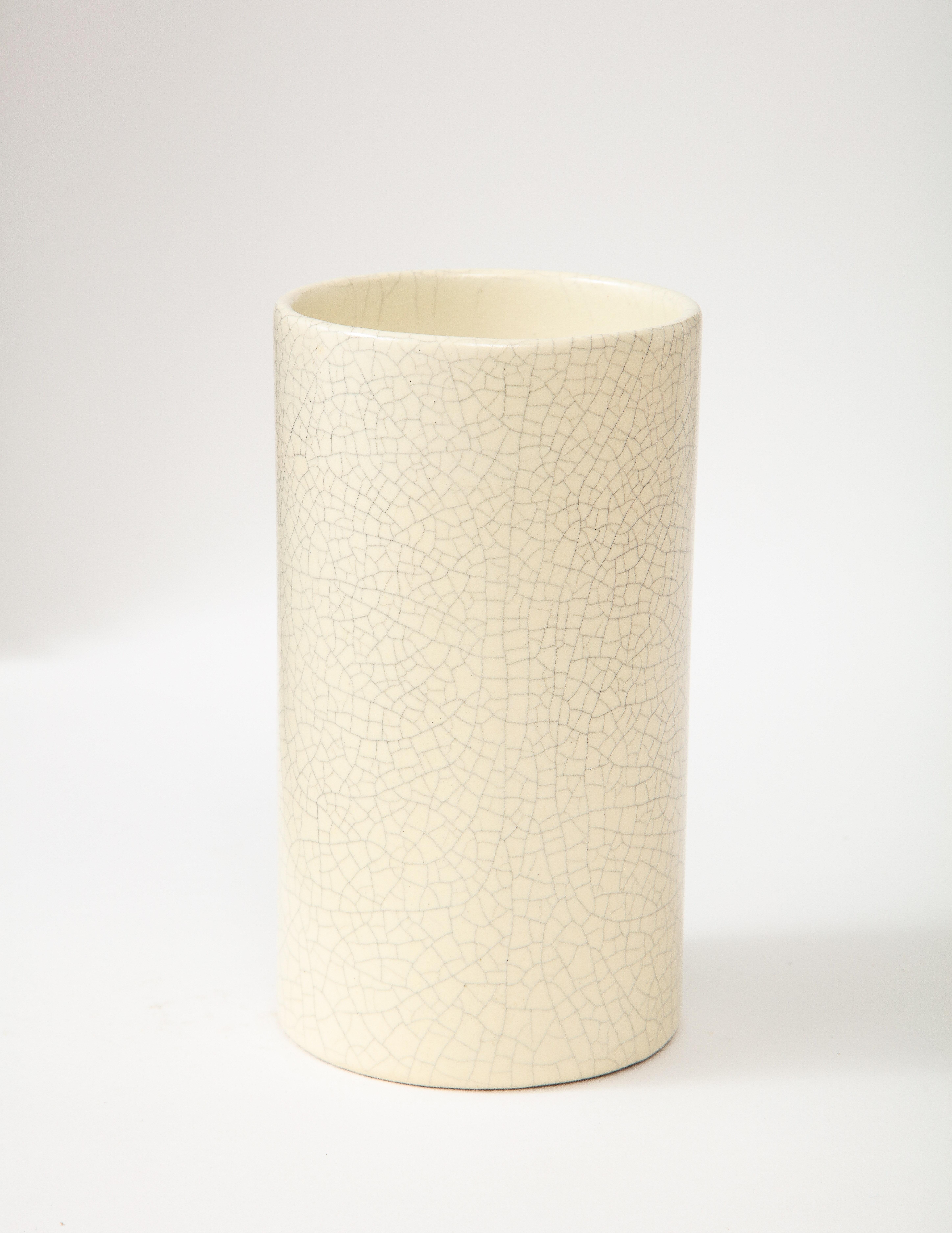 Off white crackle vase, France, c. 1960
Measures: Height: 7.5 Diameter. 4 in.