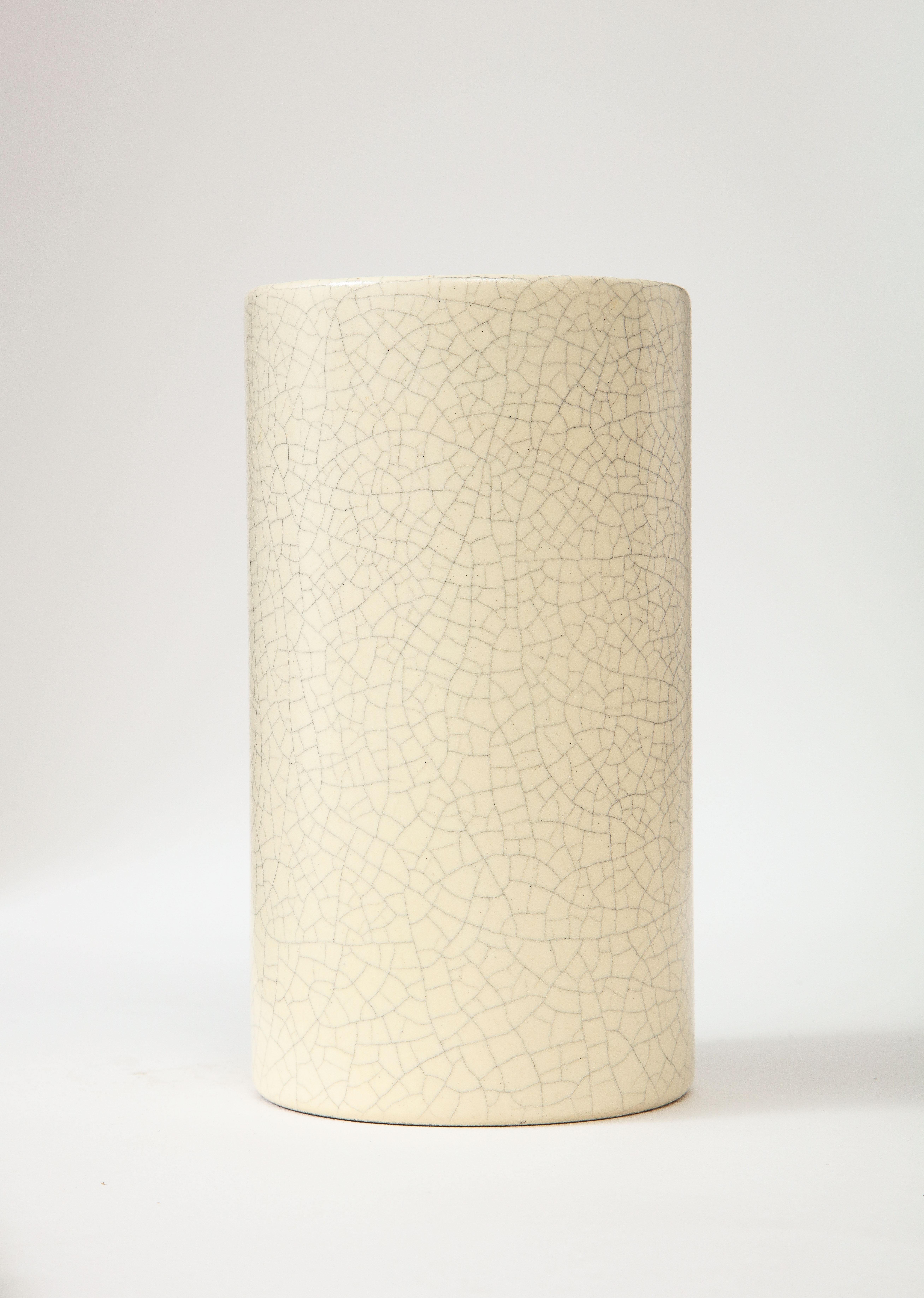 Off-White Crackle Vase, France, c. 1960 In Good Condition For Sale In Brooklyn, NY