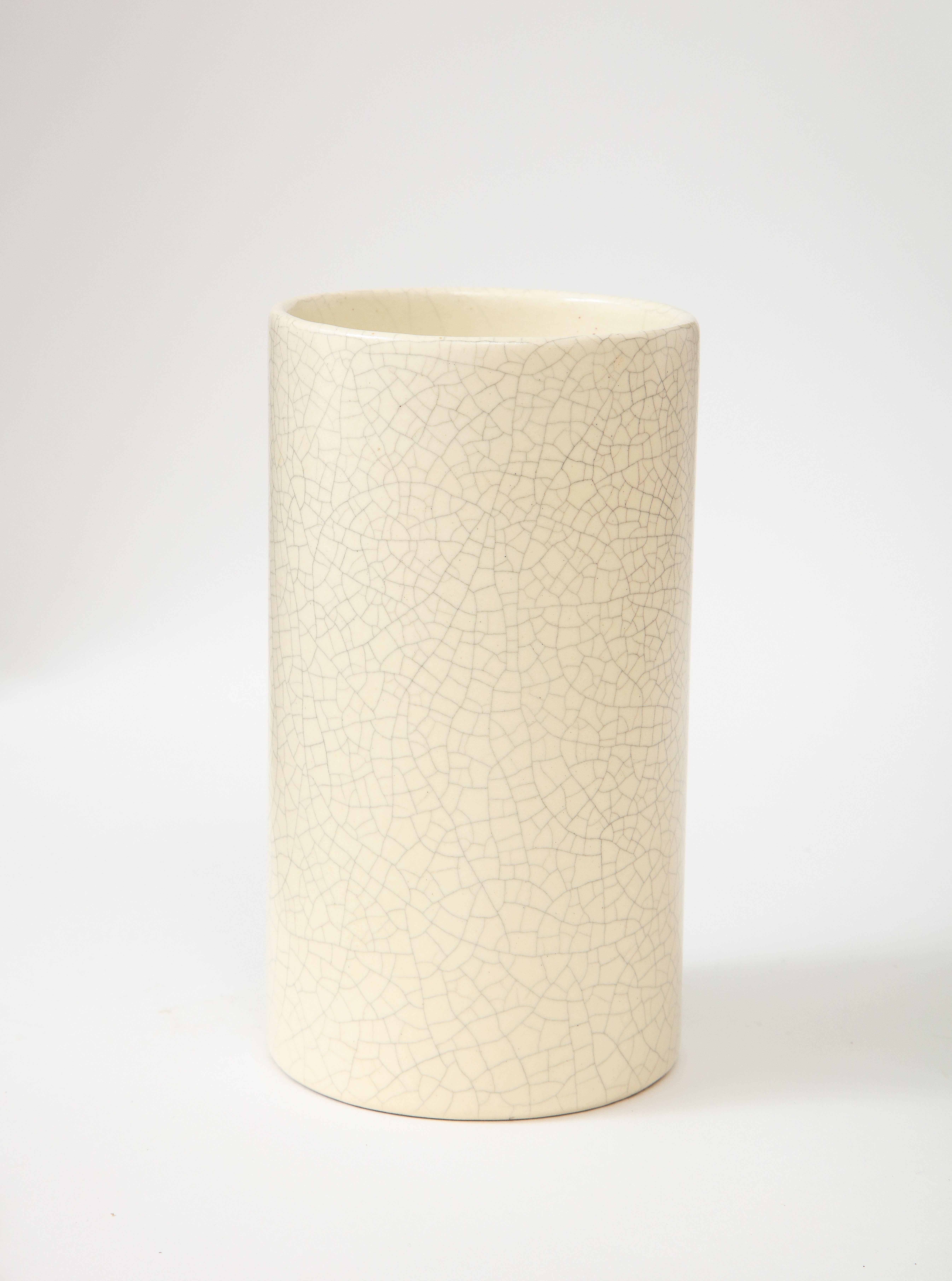 Mid-20th Century Off-White Crackle Vase, France, c. 1960 For Sale
