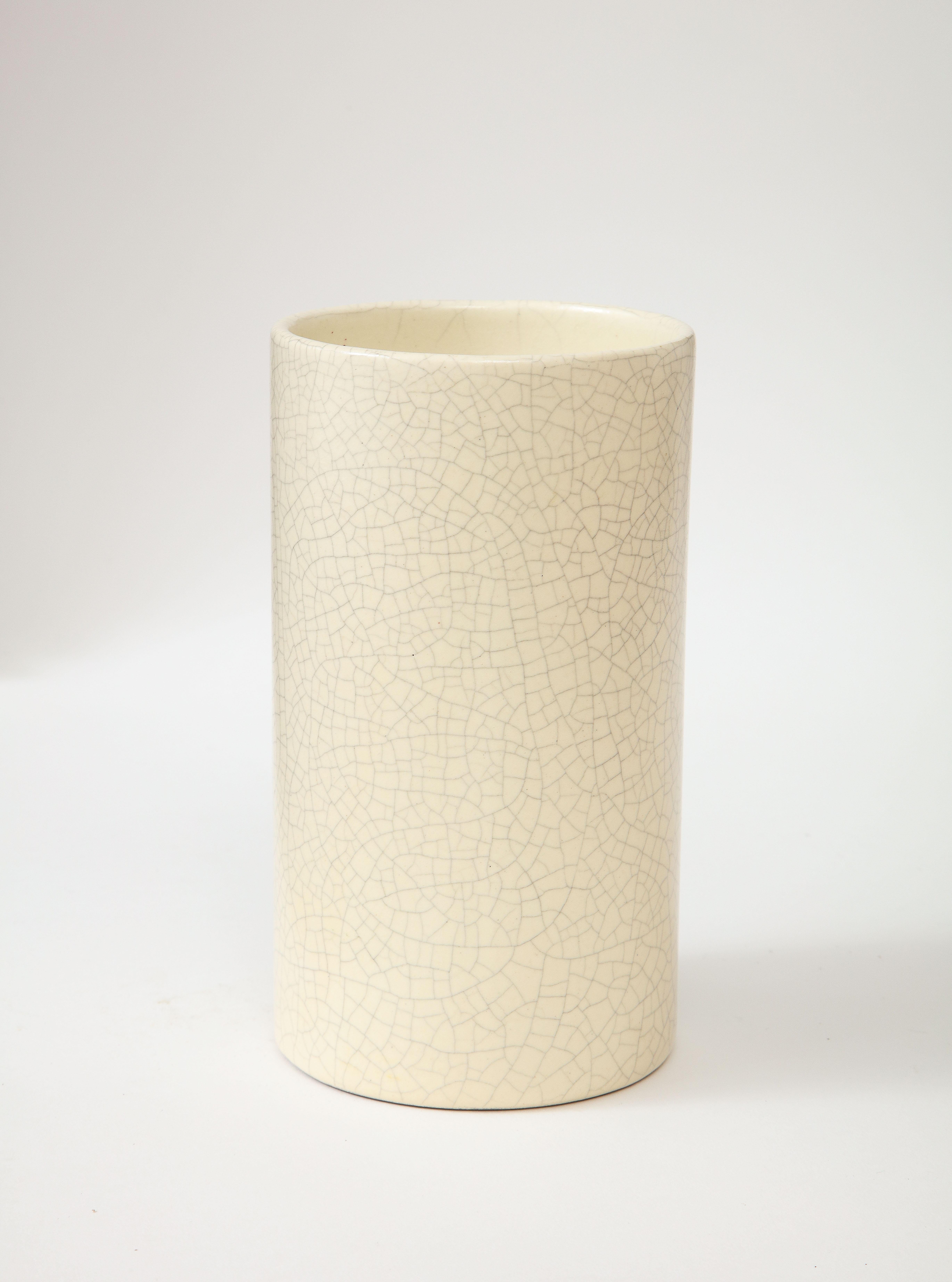 Ceramic Off-White Crackle Vase, France, c. 1960 For Sale