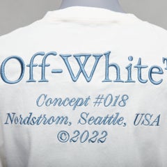 OFF WHITE cream cotton blue embroidered logo crop tshirt XS