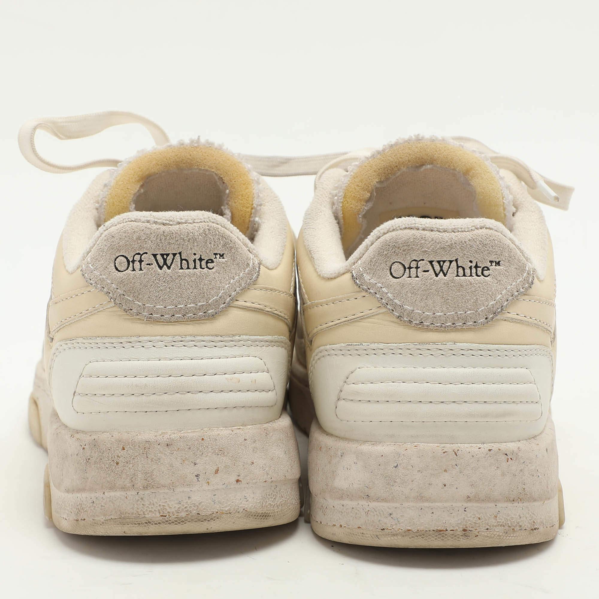 Donna Off-White Cream Leather and Mesh Out Of Office - Scarpe da Ginnastica Basse Taglia 38 in vendita