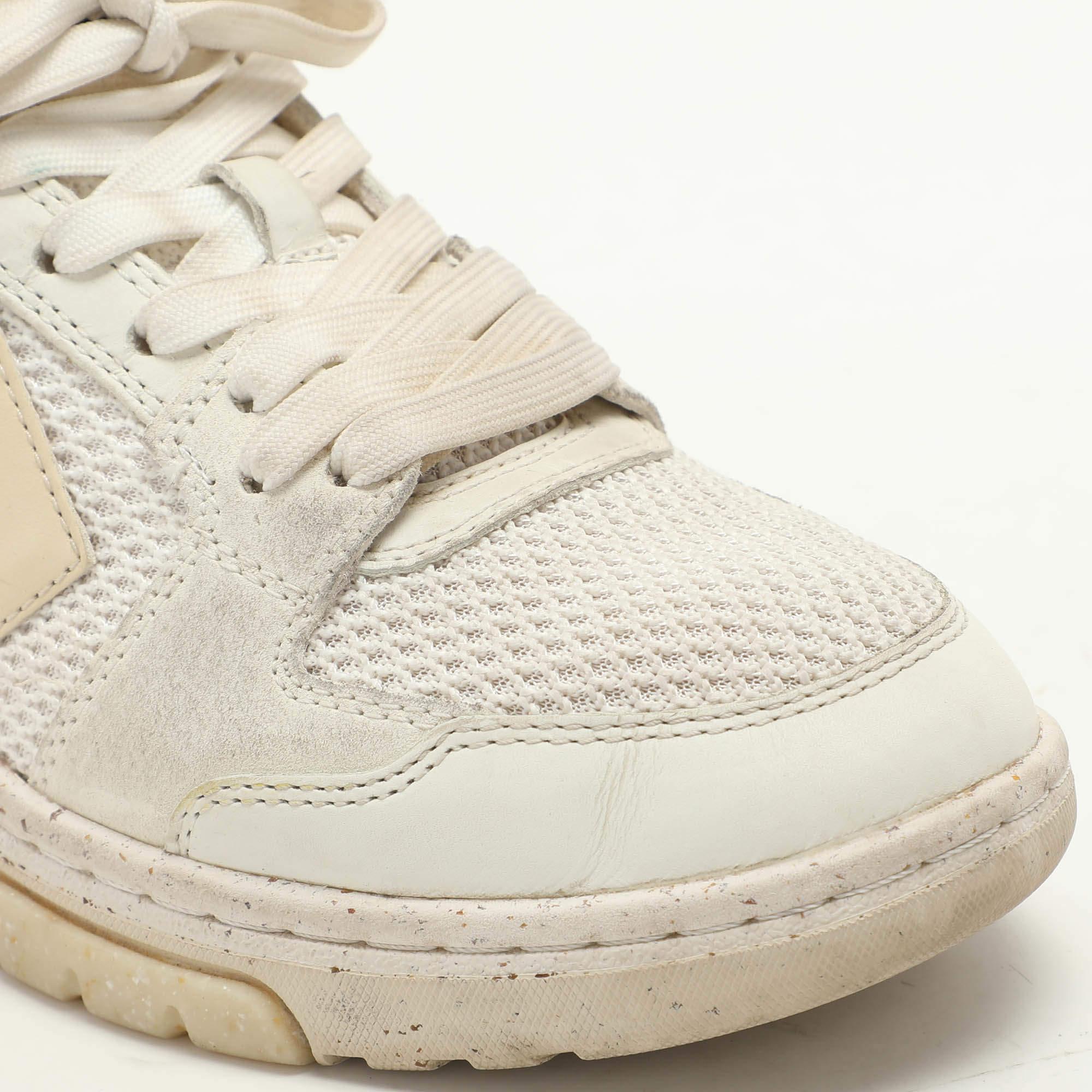 Off-White Cream Leather and Mesh Out Of Office - Scarpe da Ginnastica Basse Taglia 38 in vendita 2