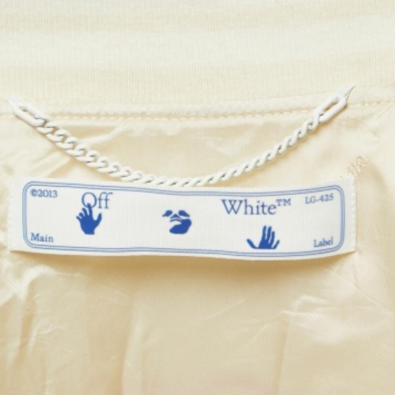 Off-White Creme Wolle bestickt Patch Detail Bomberjacke S im Angebot 1